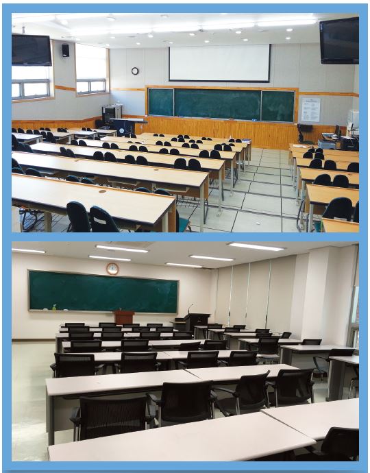 각 학년별 전용 강의실을 갖추고 있으며, 대학원 수업을 위한 대학원A강의실, 대학